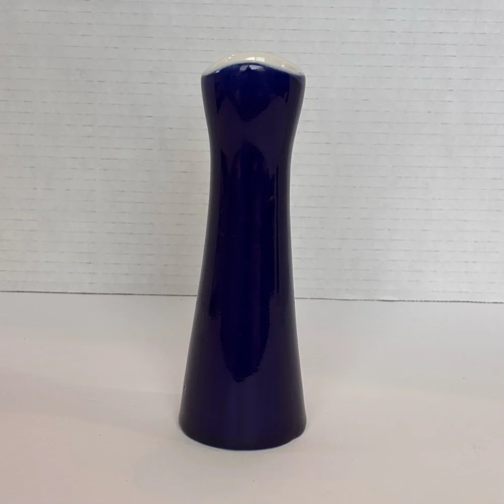Vtg H F Coors China Restaurant Ware 250 Bud Vase Navy Blue & White 6.5” USA